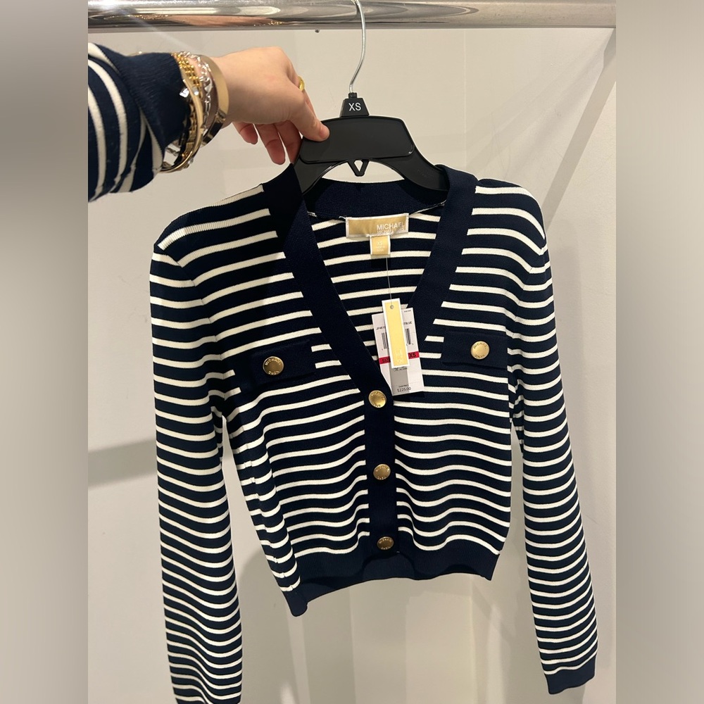 new original Michael Kors brand new unworn gold button sweater, size xs